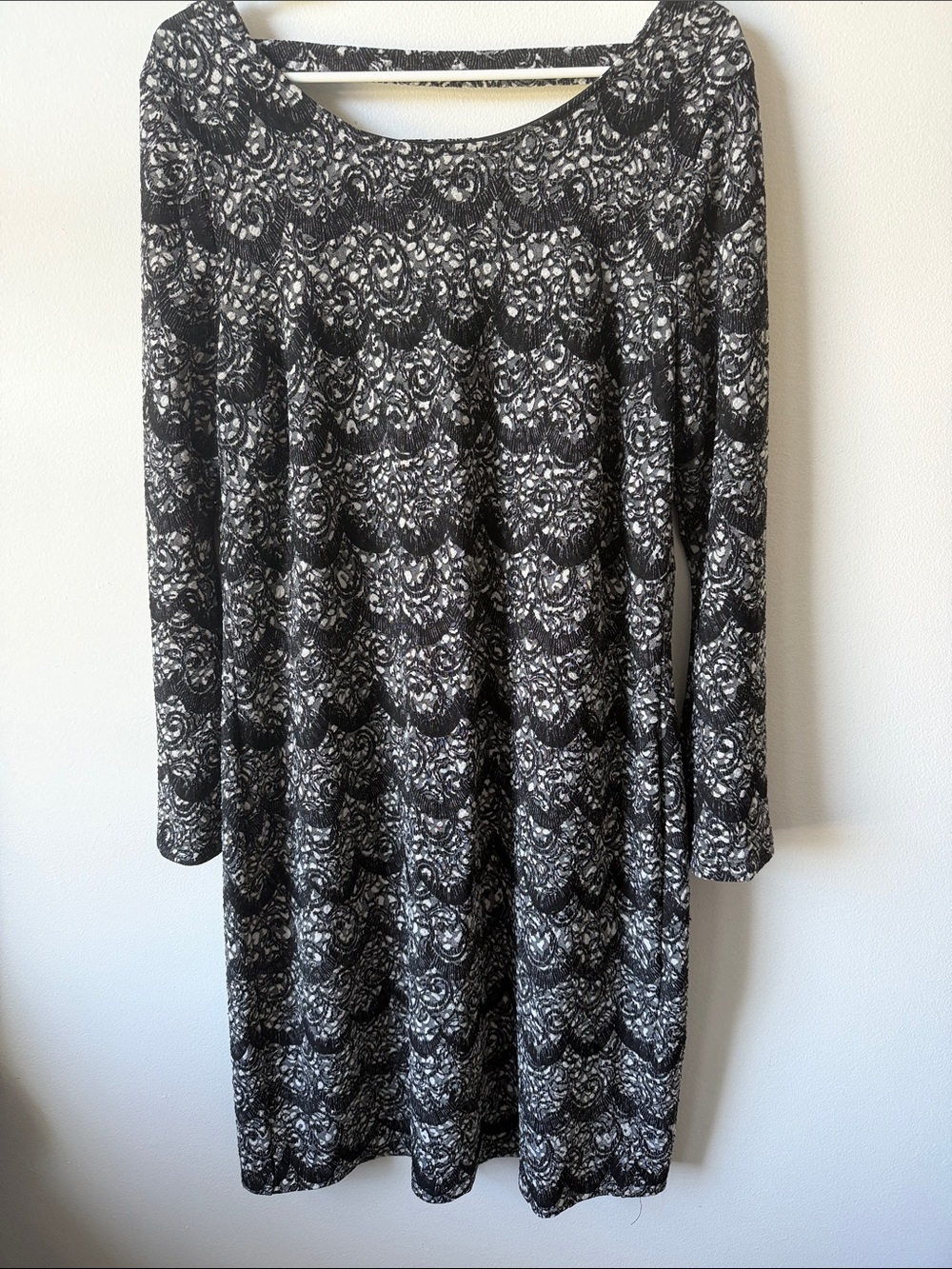 Signature by Robbie Bee Black & White Lace-Pattern A-Line Skirt